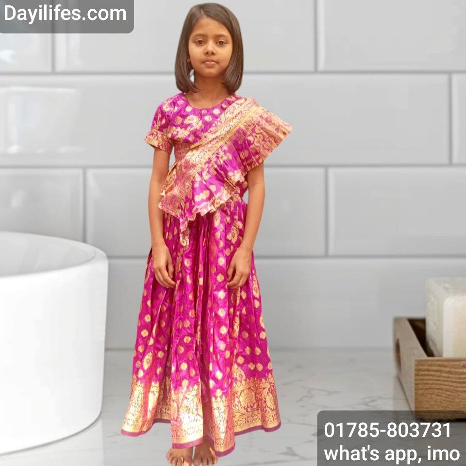 বাচ্চাদের কাতান লেহাংগা শাড়ি